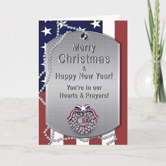 Christmas - USA Military - Dog Tags/Wreath Holiday Card