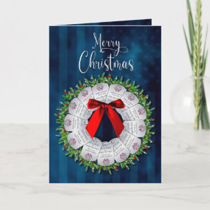 Christmas USA Military Dog Tags Wreath on Blue Holiday Card