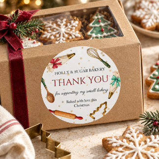 Christmas Utensils bakery Thank you Classic Round Sticker