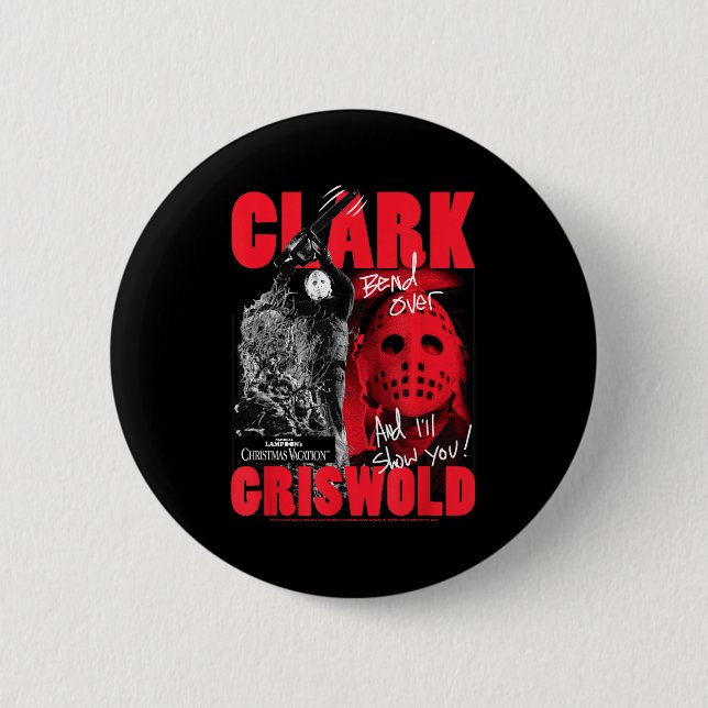 Christmas Vacation Clark Griswold Hockey Mask Holi Button (Front)