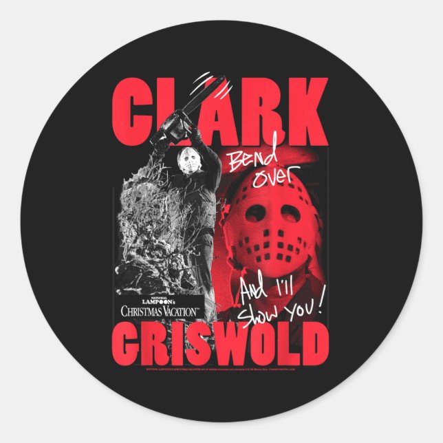 Christmas Vacation Clark Griswold Hockey Mask Holi Classic Round Sticker (Front)