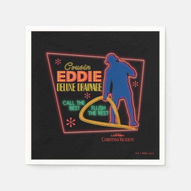 Christmas Vacation | Cousin Eddie Neon Sign Napkins (Front)