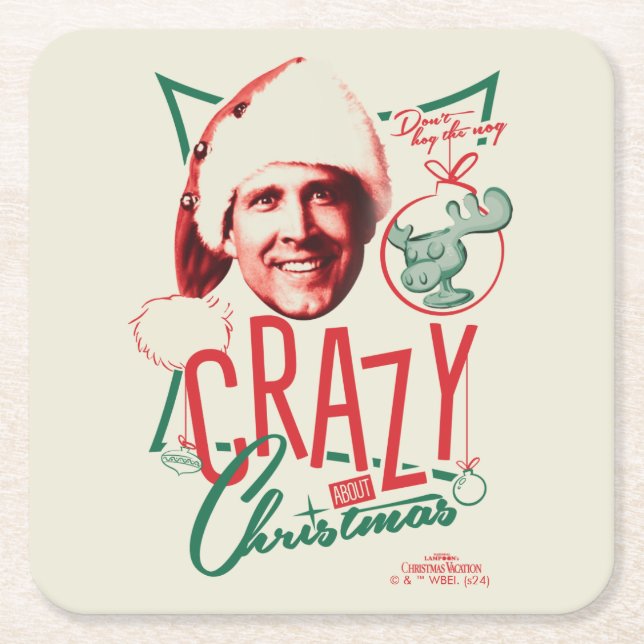 Christmas Vacation Crazy About Christmas Square Paper Coaster (Front)