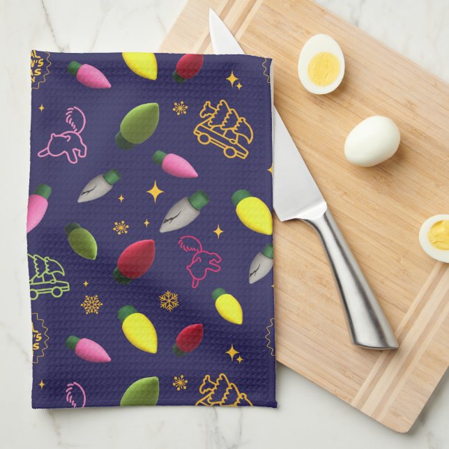 Christmas Vacation | Holiday Pattern Kitchen Towel (Quarter Fold)