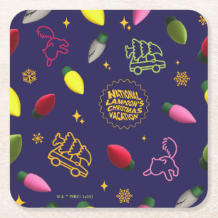 Christmas Vacation   Holiday Pattern Square Paper Coaster