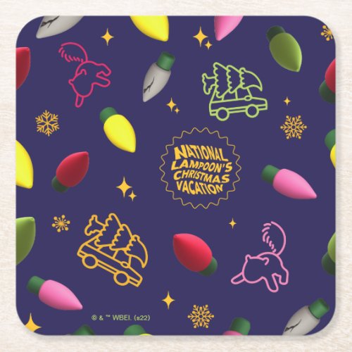 Christmas Vacation  Holiday Pattern Square Paper Coaster