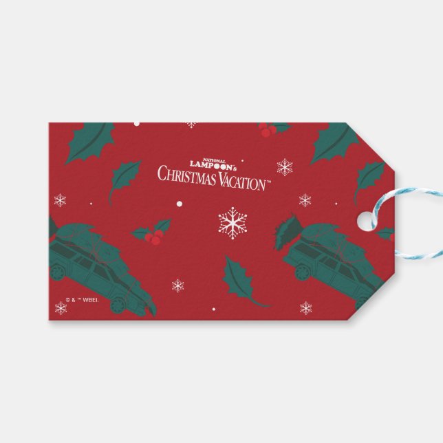 Christmas Vacation Holly Pattern Gift Tags (Front (Horizontal))
