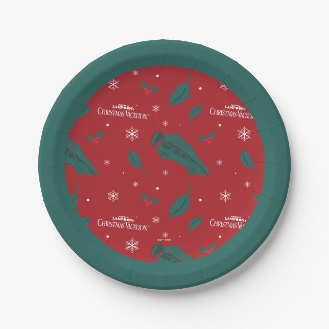 Christmas Vacation Holly Pattern Paper Plates (Front)