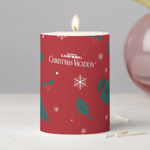 Christmas Vacation Holly Pattern Pillar Candle