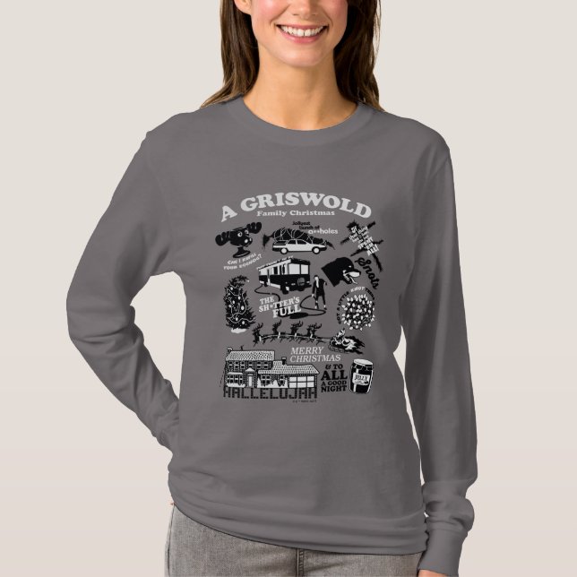 Christmas Vacation Icons and Quotes T-Shirt (Front)