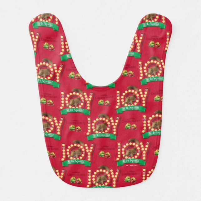 Christmas Vacation | Joy to the Squirrel Pattern Baby Bib (Front)