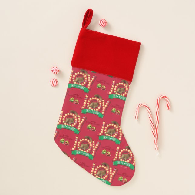 Christmas Vacation | Joy to the Squirrel Pattern Christmas Stocking (Front)