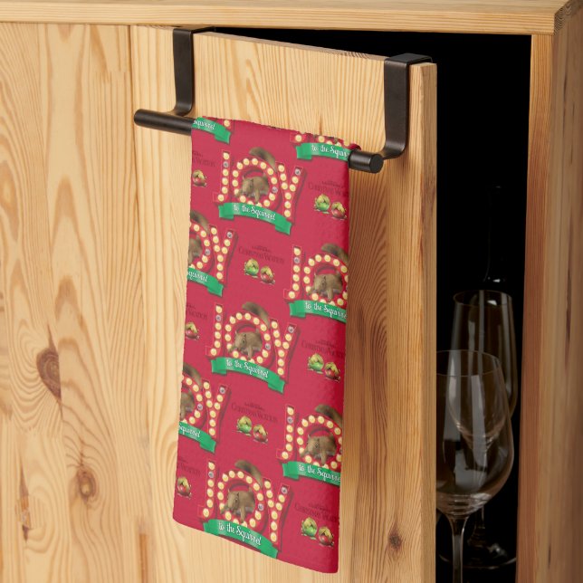 Christmas Vacation | Joy to the Squirrel Pattern Kitchen Towel (Thirds Fold)