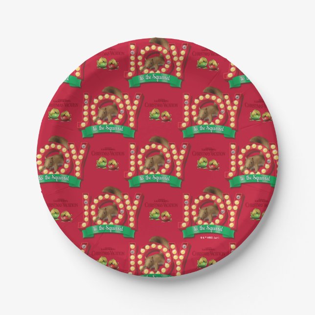 Christmas Vacation | Joy to the Squirrel Pattern Paper Plates (Front)