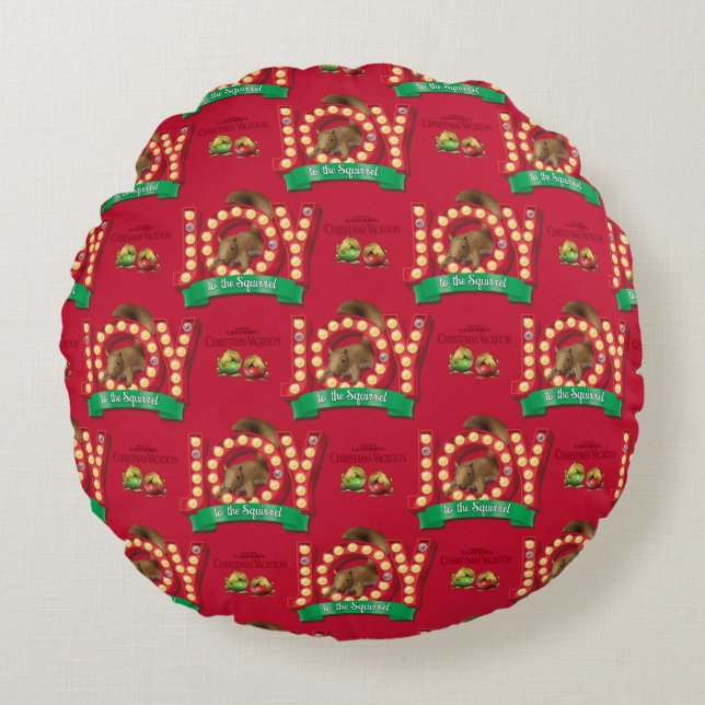 Christmas Vacation | Joy to the Squirrel Pattern Round Pillow (Front)