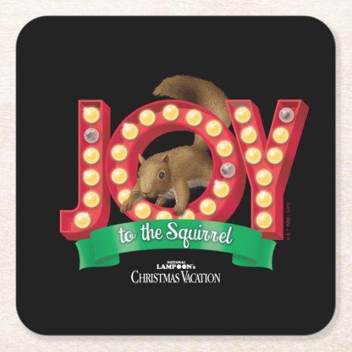 Christmas Vacation  Joy to the Squirrel Square Paper Coaster