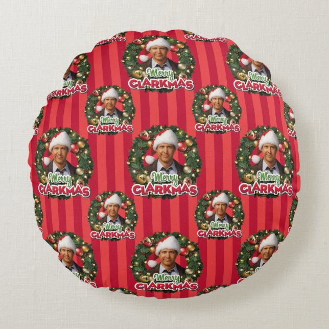 Christmas Vacation | Merry Clarkmas Pattern Round Pillow (Front)