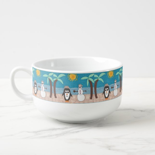 Christmas Vacation Penguin and Snowman  Soup Mug (Right)