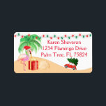 Christmas Vacation Santa Pink Flamingo on a Beach Label<br><div class="desc">These are so cute and festive for the Holidays. If you are having a party and need special labels or a theme,  contact me I will create them for you.  If you need a custom order contact me at invitesanddelites@comcast.net</div>