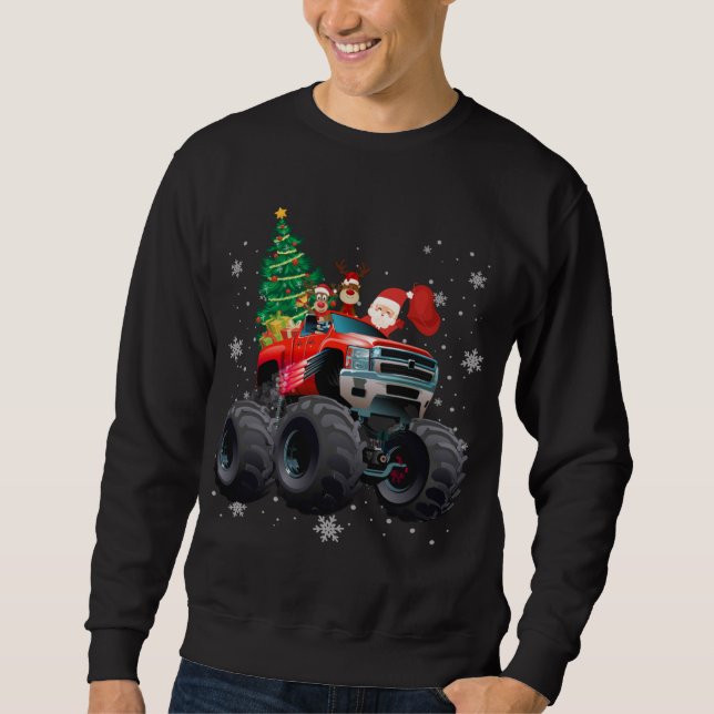 Christmas Vacation Santa Riding Monster Red Truck  Sweatshirt (Front)