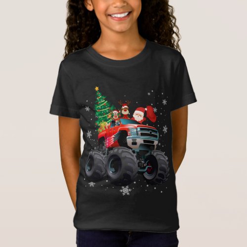 Christmas Vacation Santa Riding Monster Red Truck  T_Shirt