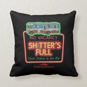 Christmas Vacation Sh*tter's Full Neon Sign Throw Pillow