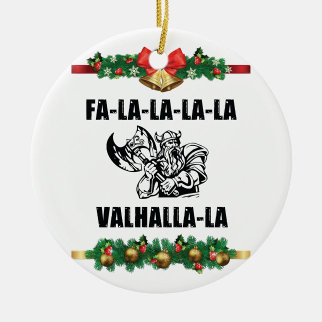 Christmas Valhalla Throw Pillow Ceramic Ornament (Front)