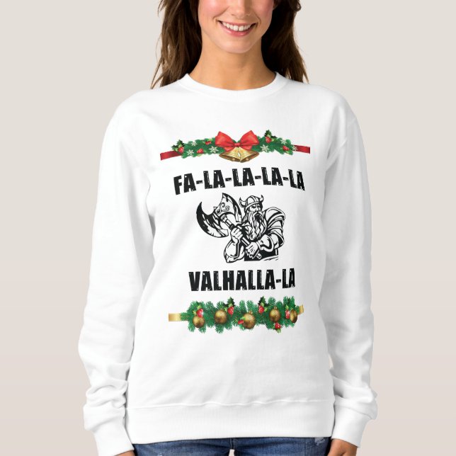 Christmas Valhalla Throw Pillow Sweatshirt (Front)