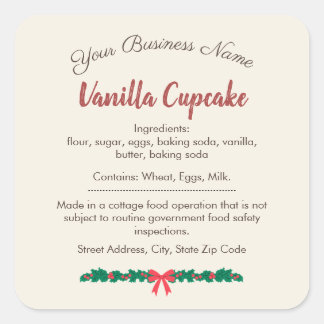 Christmas Vanilla Cupcake Ingredients Label