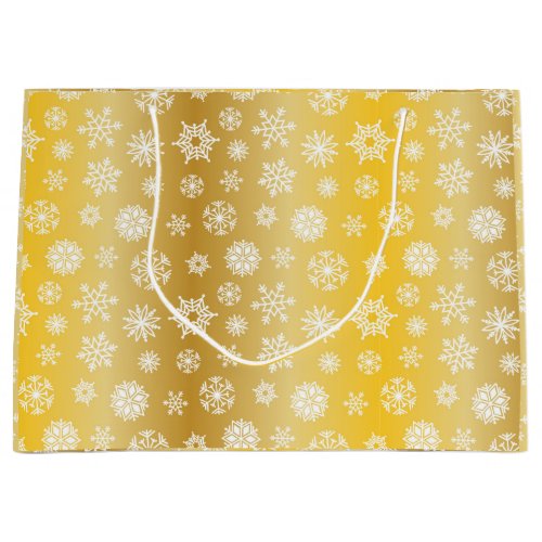 Christmas Variegated Gold with White Snowflakes  Large Gift Bag