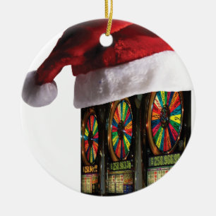 Christmas Vegas Slot Machine Ceramic Ornament