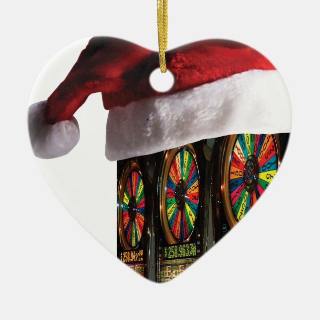 Christmas Vegas Slot Machine Ceramic Ornament (Front)