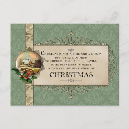 Christmas Verse and Vintage Winter Vignette Holiday Postcard