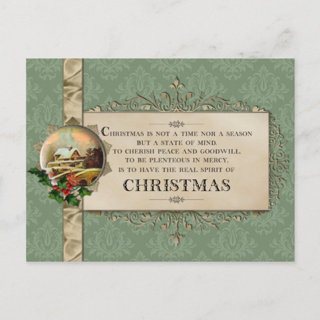 Christmas Verse and Vintage Winter Vignette Holiday Postcard (Front)