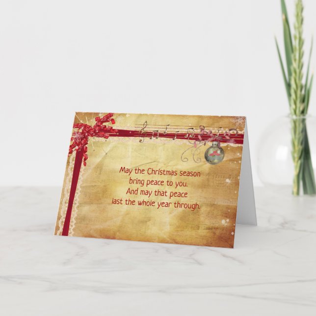 Christmas verse in ribbon frame holiday card (Front)