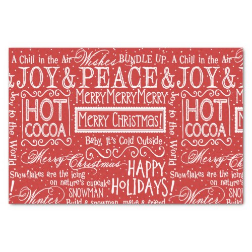 Christmas Verse Red and White Tissue Paper