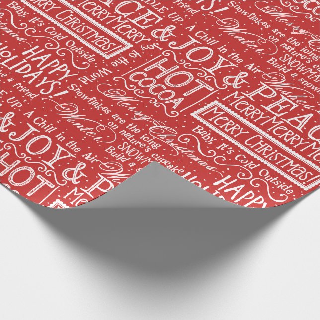 Christmas Verse Red and White Wrapping Paper (Corner)