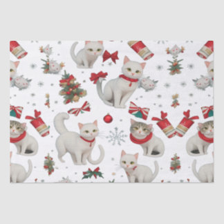 Christmas Vibes Cats seamless Pattern Tissue Paper
