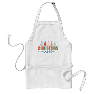 Christmas Vibes - Colorful Holiday Trees Design Adult Apron