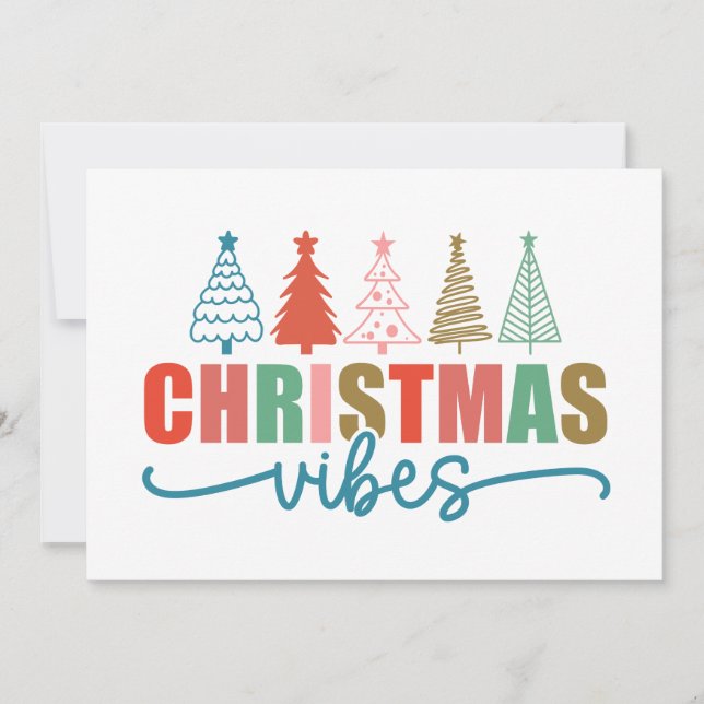Christmas Vibes - Colorful Holiday Trees Design Card (Front)
