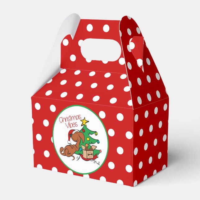 Christmas Vibes Dachshund Dog Favor Box (Front Side)