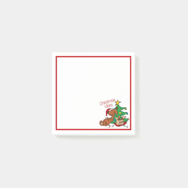 Christmas Vibes Dachshund Dog Post-It Notes (Front)