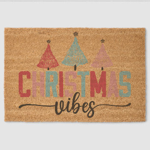 Christmas Vibes - Festive Tree Design Fiber Doormat