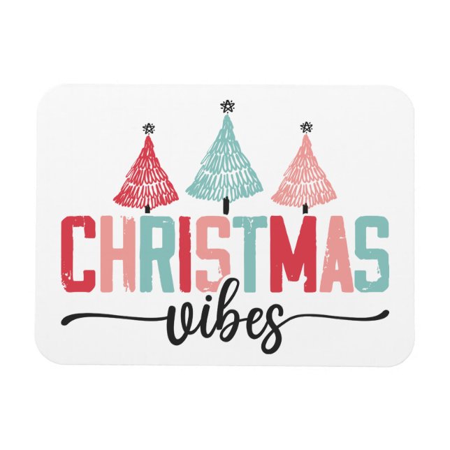 Christmas Vibes - Festive Tree Design Magnet (Horizontal)