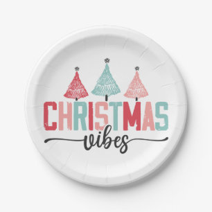 Christmas Vibes - Festive Tree Design Paper Plates