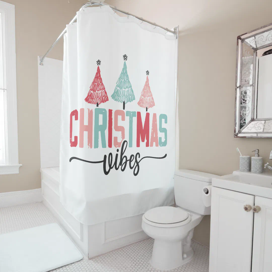 Christmas Vibes - Festive Tree Design Shower Curtain
