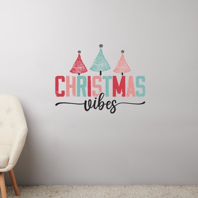 Christmas Vibes - Festive Tree Design Wall Decal (Living Room 2)