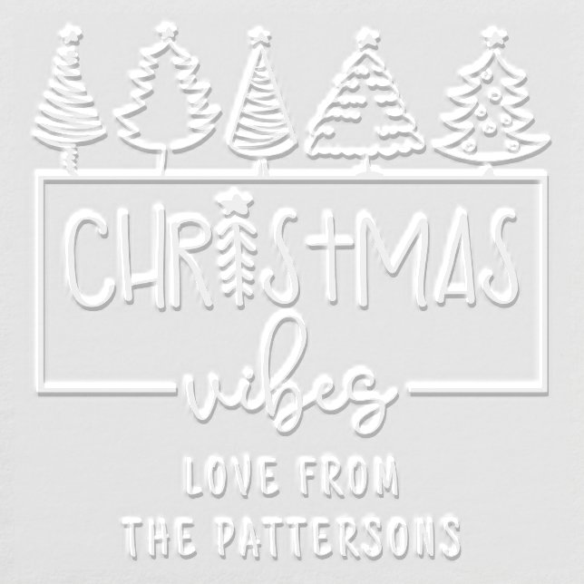 Christmas Vibes Festive Trees Personalized Name Embosser (Design)