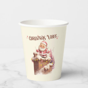 Christmas Vibes Pink Santa Paper Cups