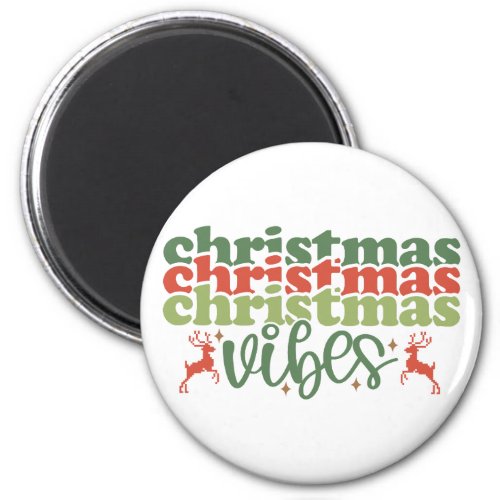 Christmas Vibes Retro Groovy Christmas Holidays Magnet